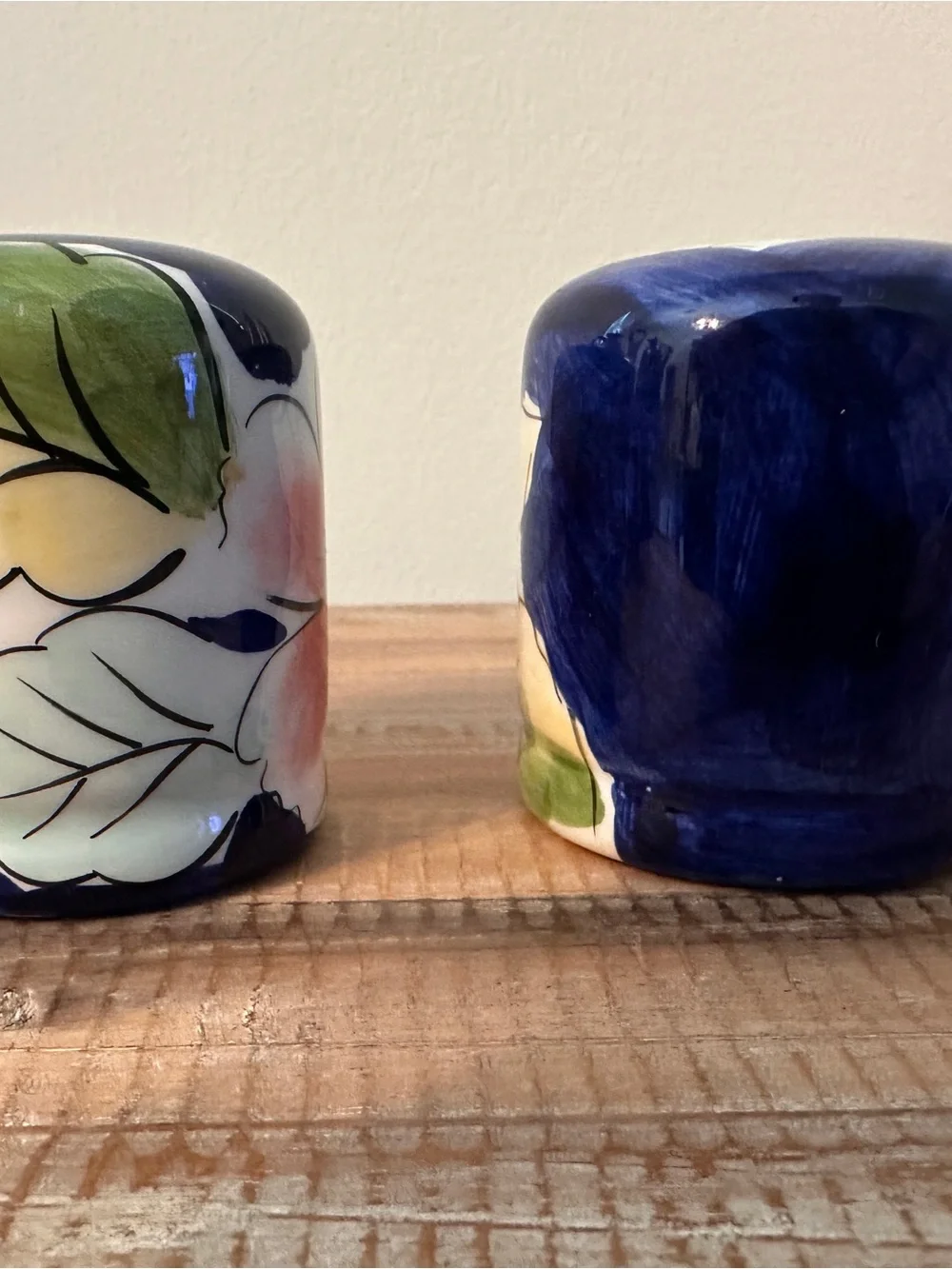Hand Painted Oil Vinegar Salt Pepper Cruet Set Floral Fruit Caddy